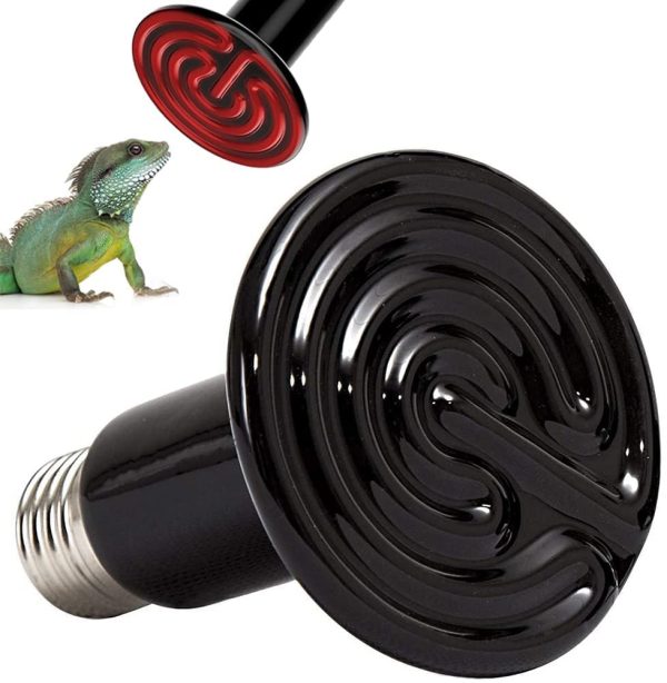 Lampada Riscaldante in Ceramica Trasmettitore Riscaldatore a Raggi infrarossi Lampda per Rettili, Serpente, Uccelli, Tartaruga, Gatto e Cane ecc (100W) - immagine 7