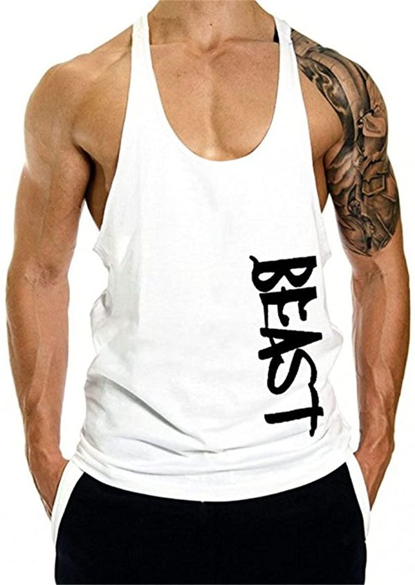 Cabeen Beast Palestra Uomo Canotta Bodybuilding Canottiera Smanicato Cotone Sport Tank Top - immagine 5