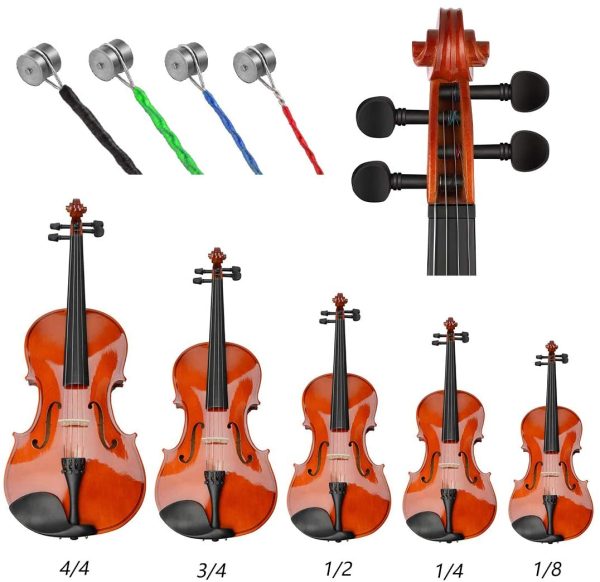 HONGECB Corde per Violino Set Completo, Set di Argento Corde per Classiche Dimensione 1/2, 1/4 e 1/8 G D A e E Corde, Corde d'acciaio Alta Qualit??, Vieni Con 1pcs Rotonda Colofonia Naturale Per Archi - immagine 7