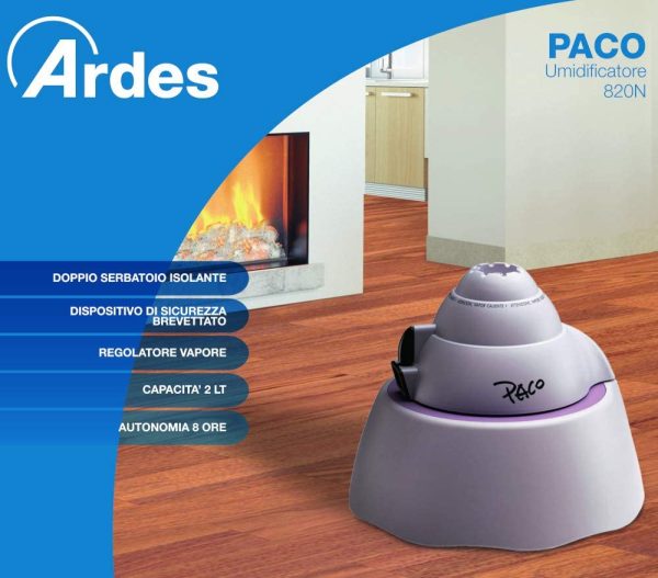 820 AR820 Umidificatore a Vapore Caldo PACO ad Elettrodi 400 W Capacità 2 Litri Vaporizzazione Regolabile Con Autospegnimento, Plastica, Viola - immagine 8