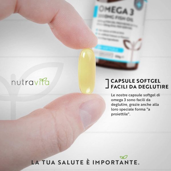 Omega 3 Olio di Pesce da 2000 mg - 660 mg EPA e 440 mg DHA per Porzione - 240 SoftGel Capsule di Olio di Pesce Puro - Fornitura per 4 Mesi - Prodotto nel Regno Unito da Nutravita - immagine 7