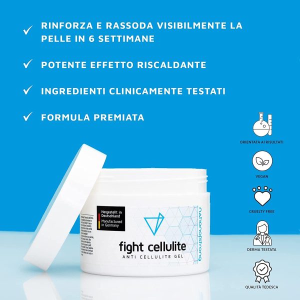 Fight Cellulite | Crema professionale anti-cellulite attivata dal calore | Formula forte con Caffeina e L-Carnitina per una pelle pi?? tonica e compatta | Made in Germany - immagine 8