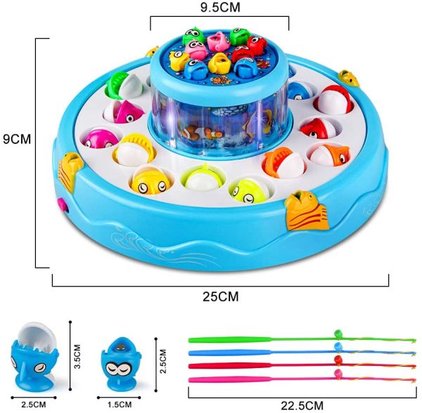 Baztoy Pesca Pesciolini Gioco Magnetico, Pesci Giocattoli per Bambini con Canne da Pesca & Luci & Musica Gadget Compleanno Regali Ragazzi Ragazze 3 4 5 6 7 Anni Bimbi Giochi Educativi Interattivi - immagine 7