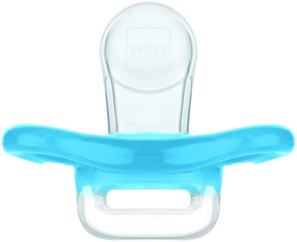 MAM Comfort Ciuccio in 100% Silicone per Neonati, con Custodia Porta Ciuccio, 0+ Mesi, Azzurro - immagine 3