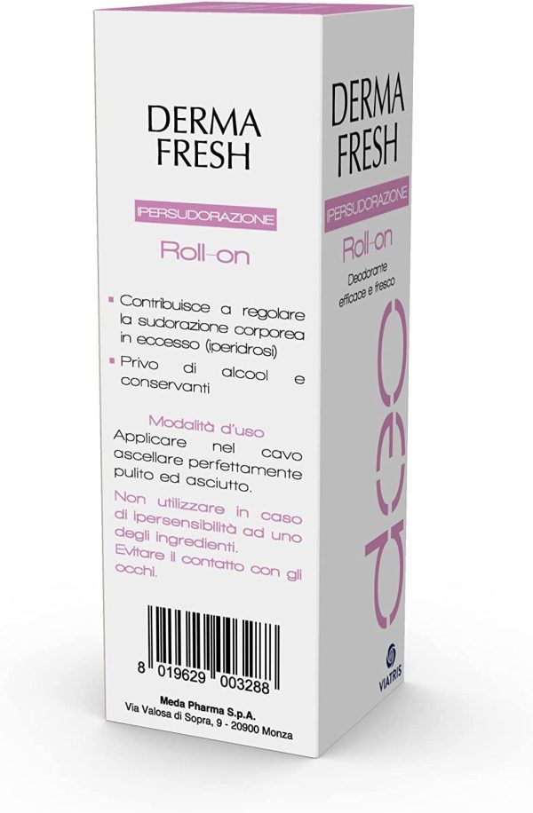 Dermafresh Ipersudorazione Roll-On Deodorante Fresco No Alcol e Conservanti per Regolare la Sudorazione Corporea in Eccesso - 75 ml - immagine 2