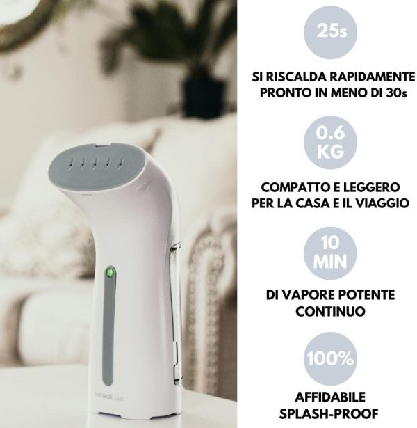 Ferro da Stiro Verticale , Stiratrice Verticale per Casa e Viaggio, Steamer Stiratore a Vapore Portatile Pronti in 25 secondi e 100% Anti-Perdita, Stiratura Facile e Veloce, Accessori Inclusi - immagine 7