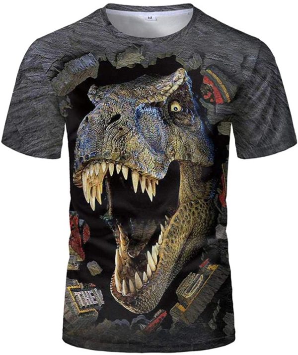 XKK Uomo T-Shirt, Stampa 3D Dinosauro Maglietta, Ragazzi Sciolto Girocollo Maglietta, Abbigliamento Sportivo Casual a Maniche Corte,Top Morbidi e Confortevoli - immagine 4