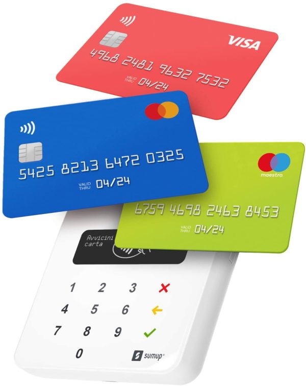 Lettore di carte SumUp Air per pagamenti con carta di debito, credito, Apple Pay, Google Pay. Dispositivo portatile contactless - avvicina soltanto la carta, il telefono o in modalit?? Chip & Pin - immagine 6