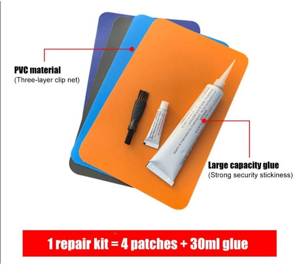 Toppe di riparazione in PVC con colla, 4 pezzi, kit di riparazione per gommoni, kit di riparazione per gommoni, impermeabile, kit di riparazione per barca gonfiabile, kayak, canoa (colore casuale) - immagine 4