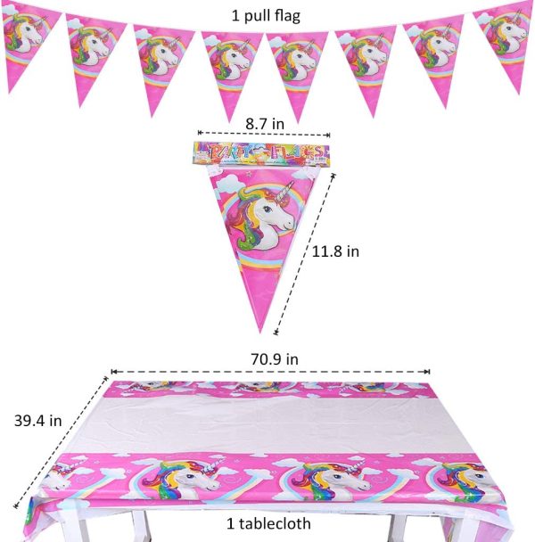 Amycute Unicorno Piatti Tovaglioli Tovaglia Bicchieri Banner - Serve 20 Ospiti, Stoviglie di Unicorno, Unicorno per Festa di Compleanno per Bambini Baby Shower - immagine 5