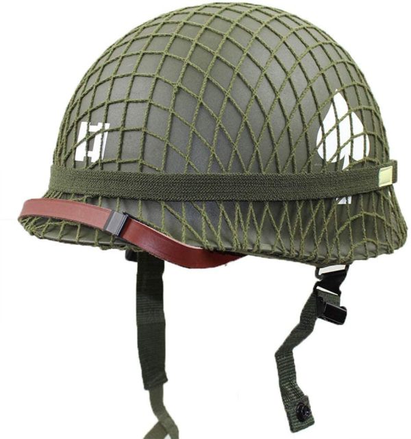 XYLUCKY Replica Perfetta del Casco Verde dell'Esercito Americano M1 della Seconda Guerra Mondiale con Pittura Fai-da-Te in Rete/Tela - immagine 3