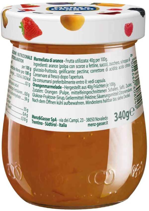 Menz&Gasser Marmellata Extra di Arance Prima Frutta - Marmellata con Frutta di Alta Qualità, 1 Vaso x 340 g - immagine 3