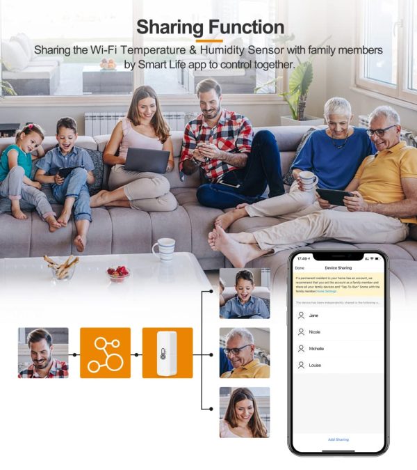 STARMOON Sensore di umidit?? della temperatura Smart WiFi,Tuya Wireless Bluetooth Termometro Igrometro con Buzzer,APP Remote Monitoring - immagine 6