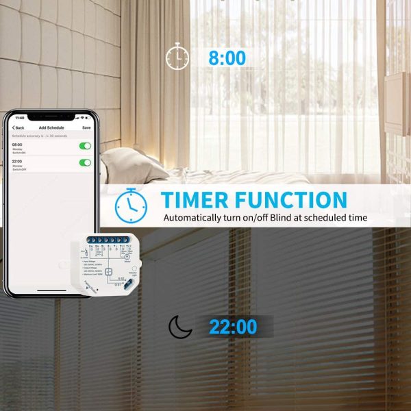 Interruttore Tapparelle WiFi, Modulo Comando per Tapparelle Elettriche, Controllo Vocale con Alexa e Google Home, Controllo App Smart Life, Timer Switch per Persiane Avvolgibili e Tende, 300W - immagine 6