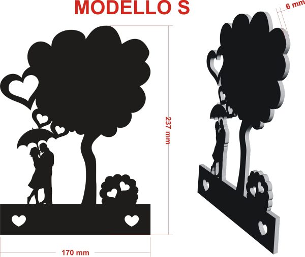 Albero cuori da scrivania personalizzato in legno con frasi nomi e date regalo natale san valentino anniversario regalino indimenticabile coppie (S - 24x17) - immagine 2