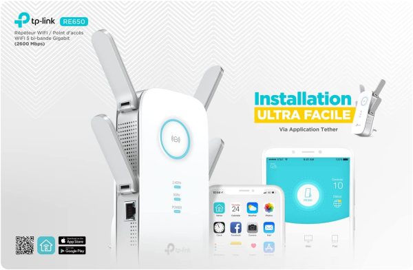 RE650 AC2600 Ripetitore WiFi Wireless, WiFi Extender, Access Point, Velocit?? Dual Band 2600Mbps(fino a 1.733 MBit/s a 5GHz, 800MBit/s a 2,4 GHz), Porta Gigabit, Tecnologia 4 ?? 4 MU-MIMO - immagine 4