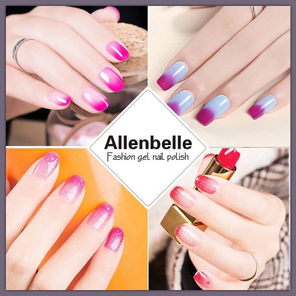 Allenbelle Smalto Semipermanente Camaleonte Nail Polish UV LED Gel Unghie (Kit di 4 pcs 7.3ML/pc) (002)