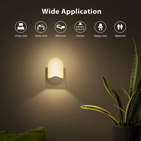 Luce Notturna [2 pezzi] Luce Notturna LED con Sensore Crepuscolare 3 Modalit?? (Auto / ON / OFF) Luce notturna bambini da presa per Camerette, Camere da Letto, Garage,Bagni,Bianco Caldo - immagine 6