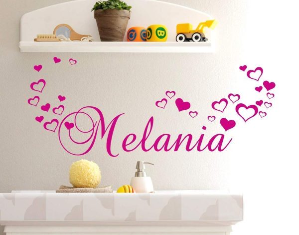 Adesivi Murali Nome personalizzato bambini Adesivo Murale cameretta Wall Stickers Personalizzato Decorazione Cameretta Bambina bambino cuoricini con nome stickerdesign