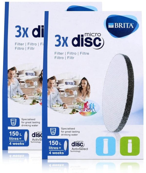 BRITA MicroDisc - Filtri per acqua, 3 pezzi, adatti per bottiglie con filtro BRITA fill&go e caraffe con filtro BRITA fill&serve (confezione da 2)