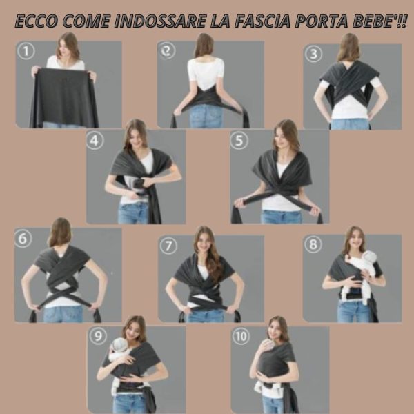 Fascia Porta Beb?? per Neonati e Bambini Facile da Indossare per Neonato per Trasporto a Mani Libere Fascia Porta Bimbo Unisex Ergonomico Traspirante Fantastica Ideale come Regalo Nascita