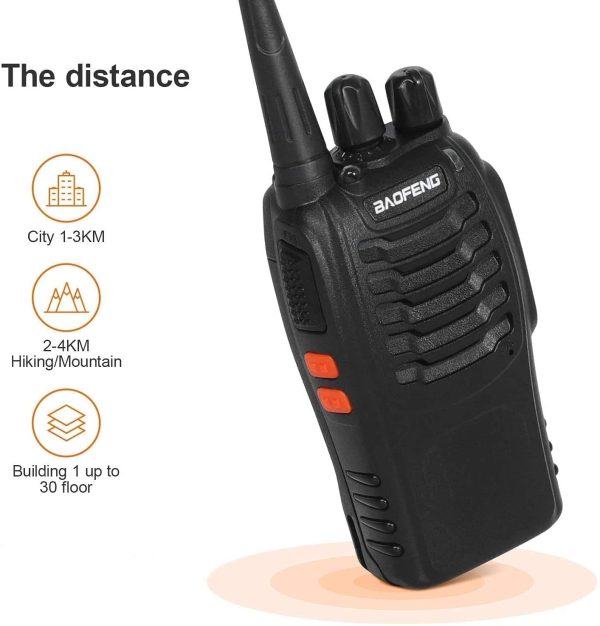 Walkie-Talkie Ricaricabile Lunga Distanza 16Canali VOX CTCSS/DCS Radio FM Ricetrasmettitore Portatile Walkie Talkie Professionali con Auricolare(2pz) - immagine 3