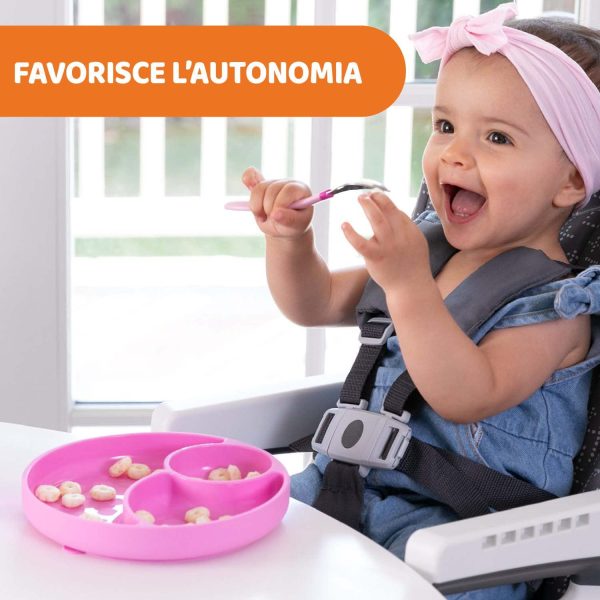 Chicco Piatto con Ventosa per Beb?? e Bambini, Piatto Pappa in Silicone a Scomparti con 3 Aree, Morbido e Resistente, Lavabile in Lavastoviglie, Adatto per il Microonde, Senza BPA - 12+ Mesi, Azzurro - immagine 5