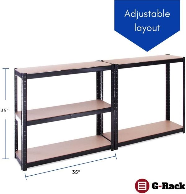 Scaffali in Metallo da Garage: 180 x 90 x 30cm | Scaffali per Carichi Pesanti - 1 Scaffale Nero 5 Ripiani (175KG/Ripiano), 875KG Totale | Per Officina, Magazzino, Ufficio | Garanzia 5 anni - immagine 7