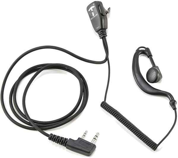 TECHSIDE Microfono Auricolare Avvolgente a 2 pin Kenwood | Per Radio ricetrasmittenti | Compatibile con TI-F8+ Midland G10, G11V, CT890, BaoFeng UV-82, UV5RA | Vigilanza Sicurezza SoftAir - immagine 3