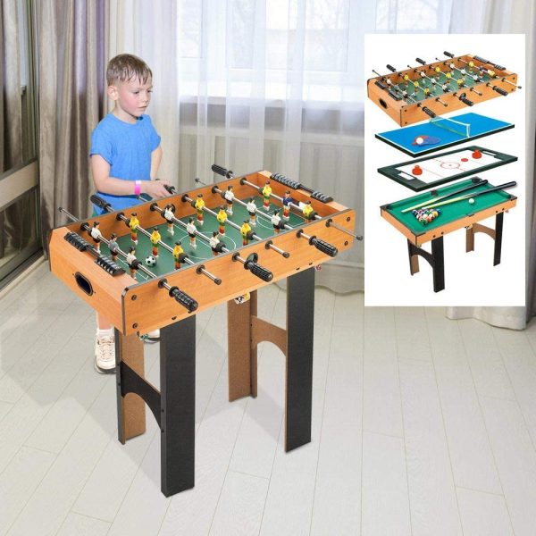 BAKAJI Tavolo Multigioco 4in1 in Legno con Giochi Intercambiabili Sportivi Multigiocatore Calcio Balilla Biliardo Ping Pong Air Hockey Giocattolo per Bambini Dimensione 87 x 43 x 73 cm - immagine 9