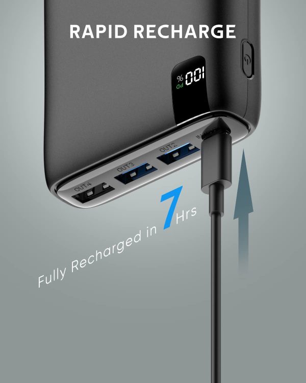 A ADDTOP Powerbank 26800mAh con 18W USB C Power Delivery Caricabatteria Portatile con Display Digitale LCD e 4 Porte per Smartphone, Tablets - immagine 3