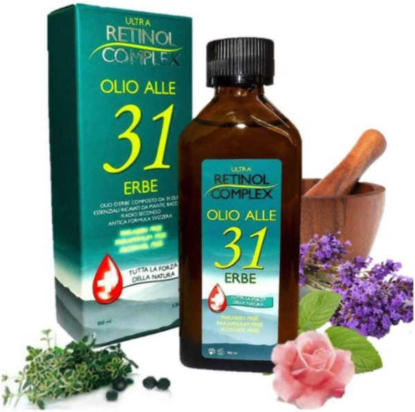 Retinol Complex Olio alle 31 Erbe senza Parabeni, Paraffina e Alcohol utile contro Mal di Testa e dolori al corpo - 100ml - immagine 3