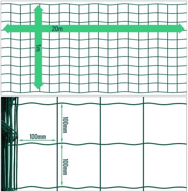 Amagabeli 1M X 20M Rete Metallica Zincata Plastificata 50 x 100mm RAL6005 Elettrosaldata Per Recinzione Rete Recinzione Elettrosaldata Zincata Plasticata Verde DA143 - immagine 7