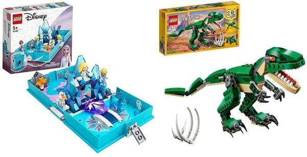 LEGO Disney Princess Frozen 2 Elsa, Le Avventure Fiabesche Del Nokk, Giocattolo In Valigetta & Creator Dinosauro, Modello 3 In 1, Figure Del Triceratopo E Pterodattilo, Sistema Costruzione Modulare - immagine 5