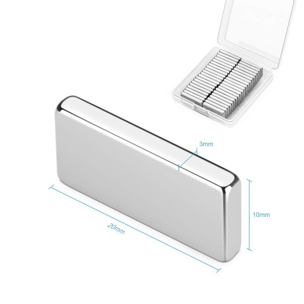 Wukong Magneti al neodimio, 40 Pezzo Magneti forti neodimio potente magnete,Forte magnete di terre rare per Frigoriferi, Magneti al neodimio, Uffici, Esperimenti Scientifici- 20 x 10 x 3 mm - immagine 4