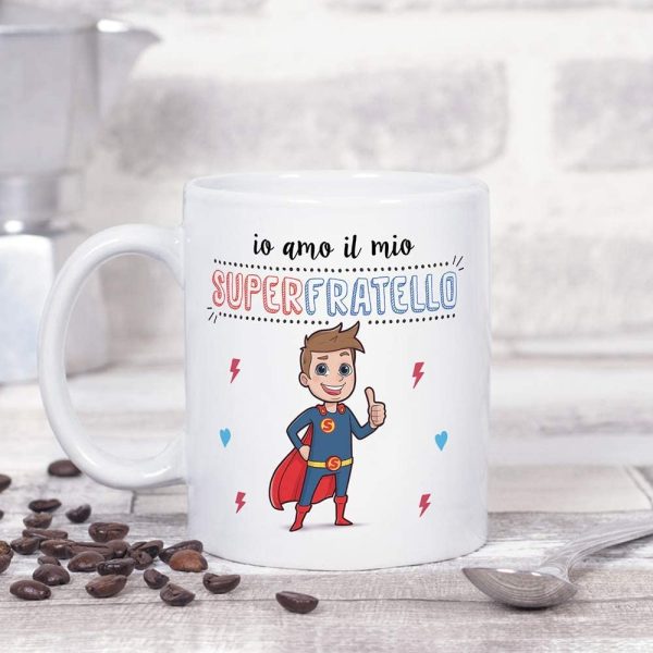 Fratello Tazza/Mug - Io Amo Il Mio Super Fratello - Idea Regalo Originale di Compleanno - Tazza Miglior Fratello in Ceramica. 350 ml - immagine 5