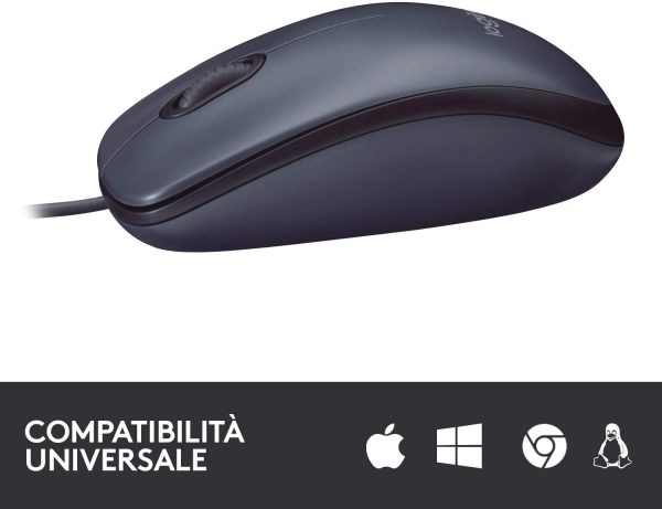 B100 Mouse USB Cablato, 3 Pulsanti, Rilevamento Ottico, Ambidestro, PC / Mac / Laptop/Chromebook - Nero - immagine 6