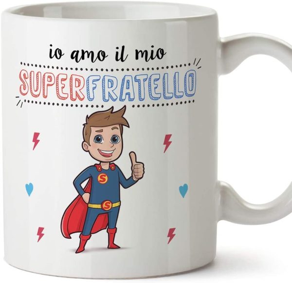 Fratello Tazza/Mug - Io Amo Il Mio Super Fratello - Idea Regalo Originale di Compleanno - Tazza Miglior Fratello in Ceramica. 350 ml - immagine 4