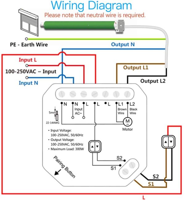 Interruttore Tapparelle WiFi, Modulo Comando per Tapparelle Elettriche, Controllo Vocale con Alexa e Google Home, Controllo App Smart Life, Timer Switch per Persiane Avvolgibili e Tende, 300W - immagine 2