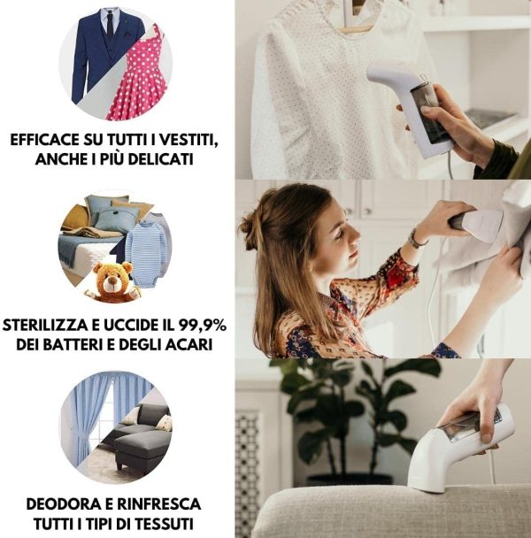 Ferro da Stiro Verticale , Stiratrice Verticale per Casa e Viaggio, Steamer Stiratore a Vapore Portatile Pronti in 25 secondi e 100% Anti-Perdita, Stiratura Facile e Veloce, Accessori Inclusi - immagine 6