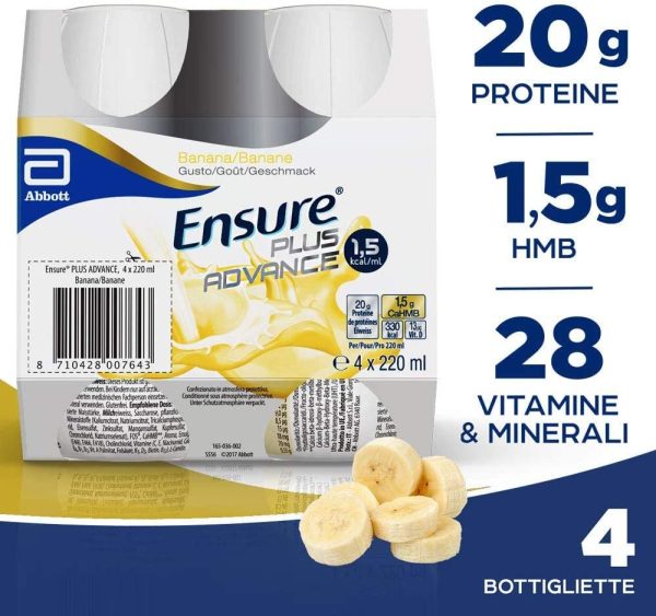 Ensure Plus Advance Supplemento Alimentare Formato Bevanda, Confezione 4 x 220 ml, Gusto Banana - immagine 6