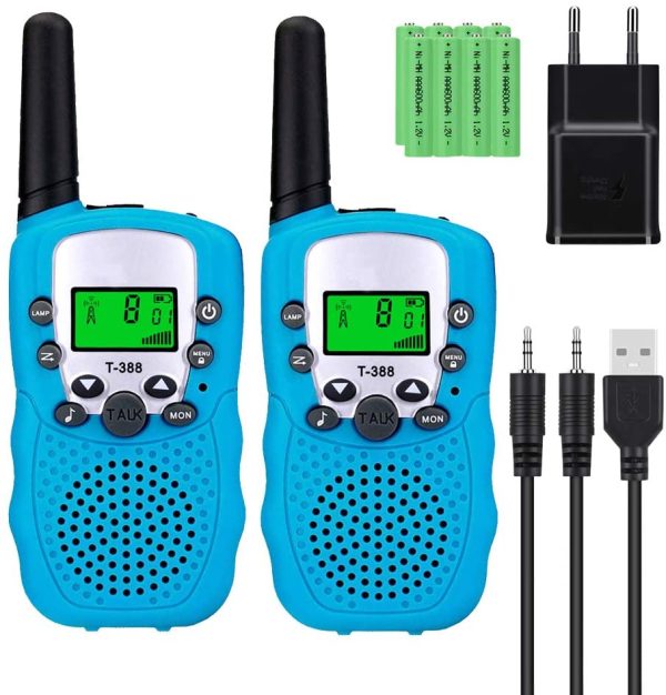 T-388 Walkie Talkie Bambini con Batterie Ricaricabili e Caricabatterie Walky Talky per Bambini Torcia VOX 8 Canali PMR446 (Blu, 8 batteries) - immagine 6