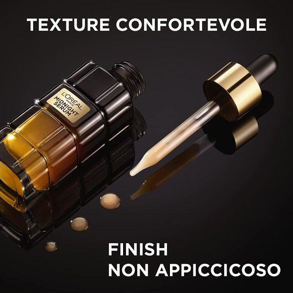 L'Or??al Paris Siero Viso Midnight Age Perfect Renaissance Cellulaire, Per Rinnovamento Cellulare e Azione Anti-Et??, Pelle Luminosa dall??Aspetto pi?? Giovane, Complesso Antiossidante, 30 ml - immagine 4