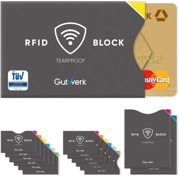 Blocco RFID | Custodia Protettiva NFC Antistrappo [12+2 pezzi] | Carte di Credito, Bancomat, Carta d'Identit?? Elettronica, Passaporto|100% di sicurezza contro il furto di dati personali - immagine 7