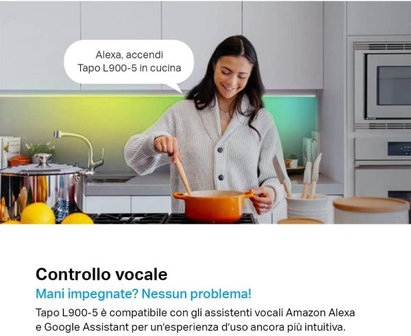 TP-Link Striscia LED Smart 5m Tapo L900-5, WiFi Strisce LED RGB Compatibile con Alexa e Google Assistant, Sync-to-Sound, Luci LED Adatto per Casa, Bar, Festa, Accorciabile e Controllo dall'APP - immagine 2