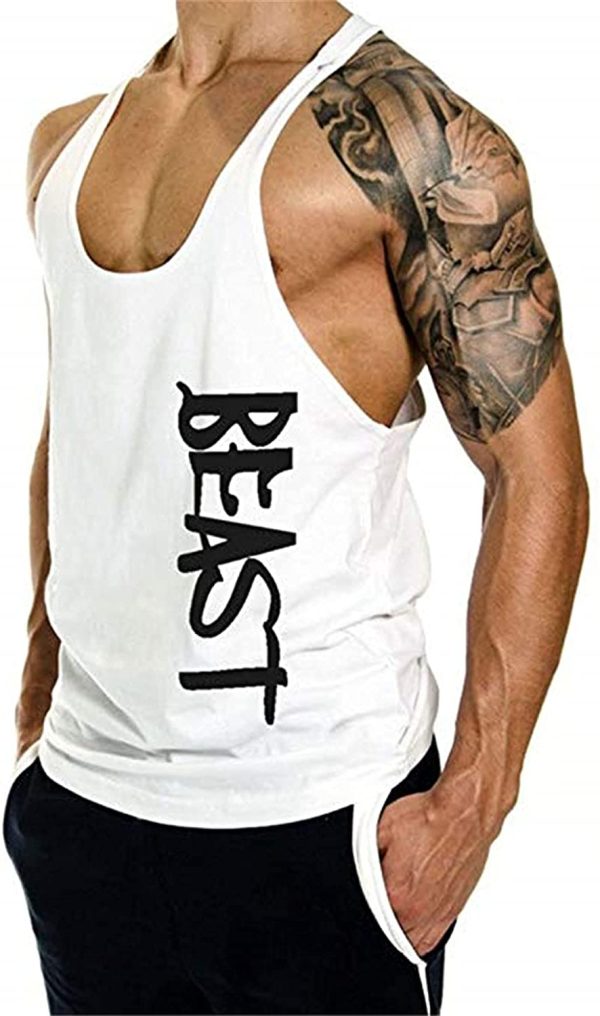 Cabeen Beast Palestra Uomo Canotta Bodybuilding Canottiera Smanicato Cotone Sport Tank Top - immagine 6