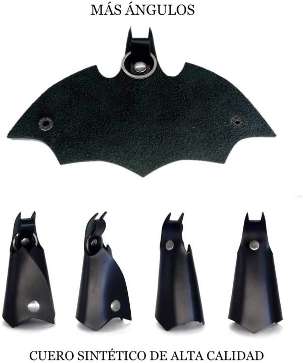 Portachiavi da uomo in pelle a forma di supereroe pipistrello, set portafogli per bici auto o moto, regalo originale ?C similpelle, nero - immagine 7