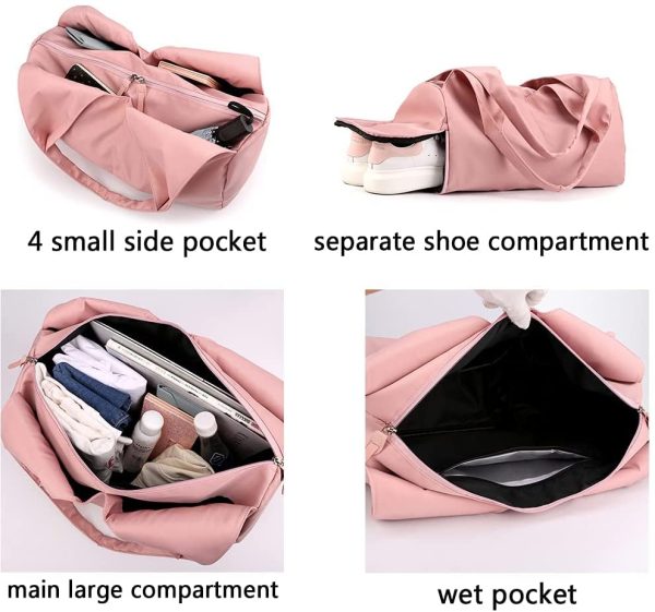 Borsa sportiva Borsa da viaggio con scomparto per scarpe e scomparto bagnato Borsa fitness impermeabile Borsa da allenamento Borse da palestra Borsa multifunzionale per donna e uomini ,grigio - immagine 5