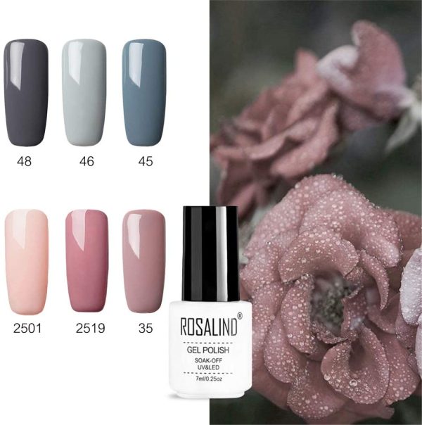 ROSALIND Set Smalto Gel UV Per Unghie Semipermanente Combinazione di Colori Nudi Soak Off Varnish Nail Art Design Ricostruzione Completo Decorazioni 7ml