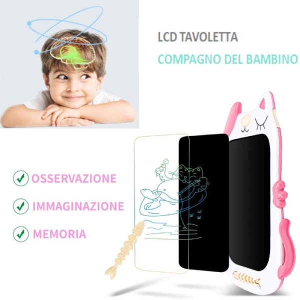 Tavoletta Grafica Bambini Wordpad - 8.5 Pollici LCD Display Colorato Tavolo da Disegno Cancellabile, Giocattoli per 3-10 Bambini, Forma di Gattino, Miglior Regalo di Giocattoli Educativi - immagine 3